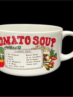 Vintage 1970s Ceramic Tomato Soup Recipe Large Mug/Bowl - MCM Made in China